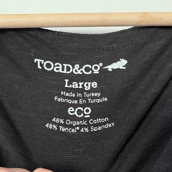 Toad & Co Dress Size Large Rosemarie Cap Sleeve Knee Length Black Organic Cotton - Picture 5 of 10